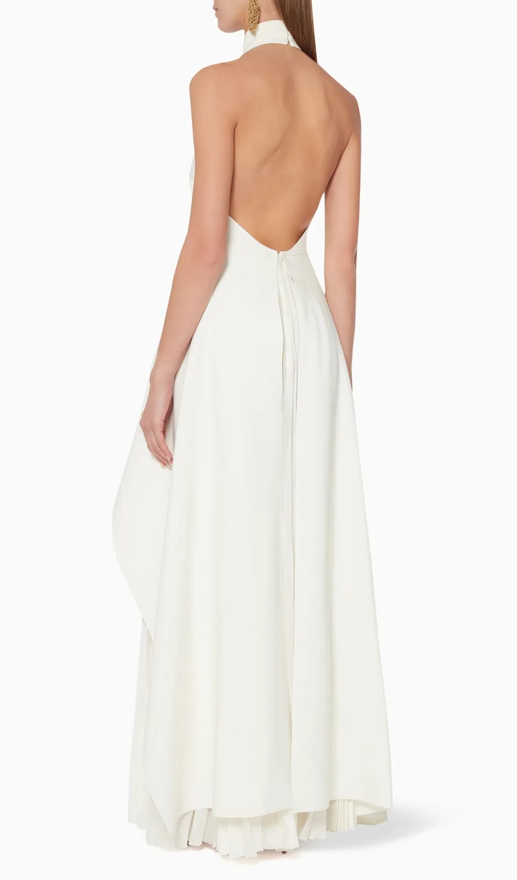 WHITE BANDAGE HALTER IRREGULAR MAXI DRESS Gloria Lanvin