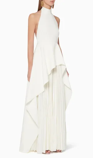 WHITE BANDAGE HALTER IRREGULAR MAXI DRESS Gloria Lanvin