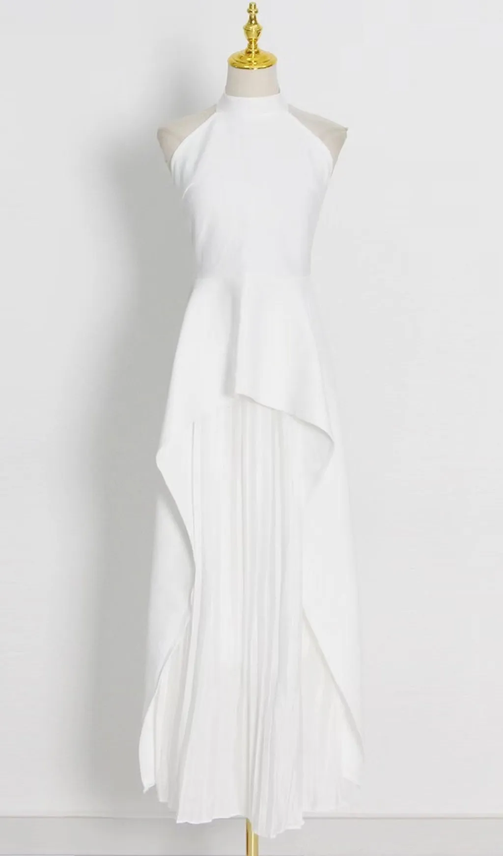 WHITE BANDAGE HALTER IRREGULAR MAXI DRESS Gloria Lanvin