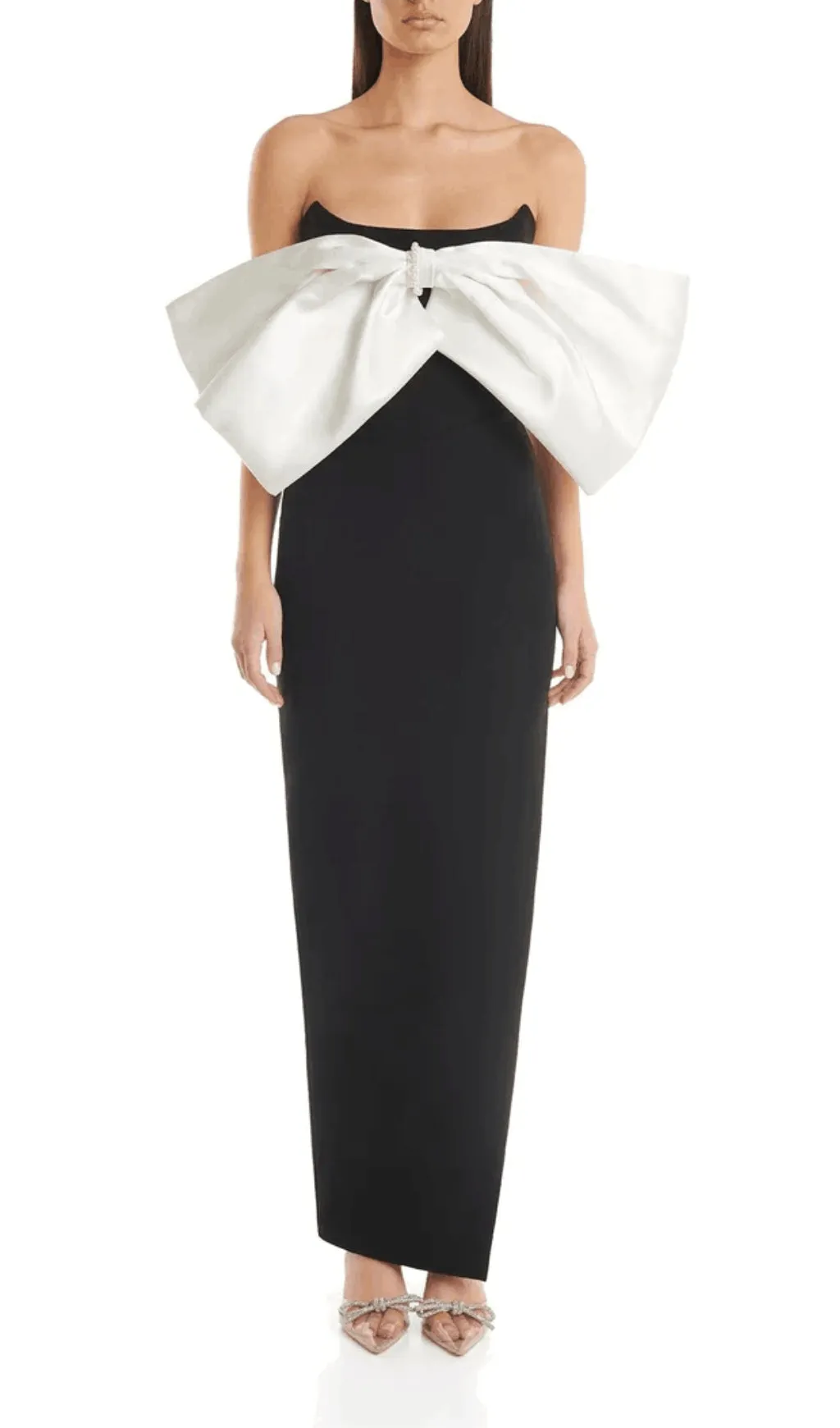WHITE BOW BLACK MAXI DRESS Gloria Lanvin