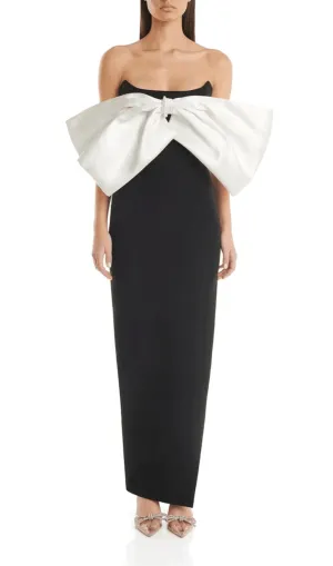 WHITE BOW BLACK MAXI DRESS Gloria Lanvin