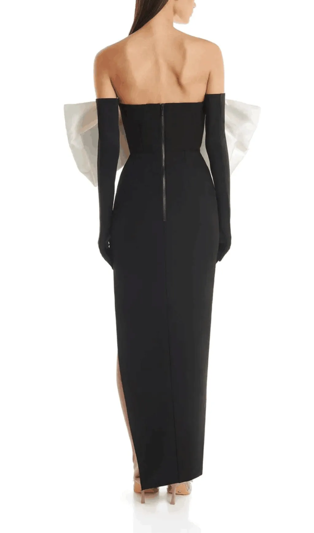 WHITE BOW BLACK MAXI DRESS Gloria Lanvin