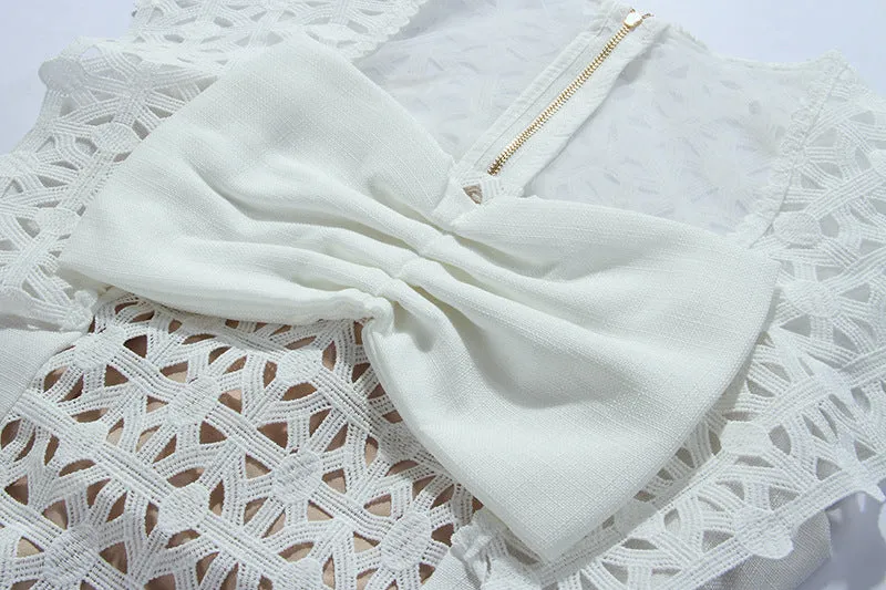 WHITE BOW EMBROIDERED MINI DRESS Gloria Lanvin