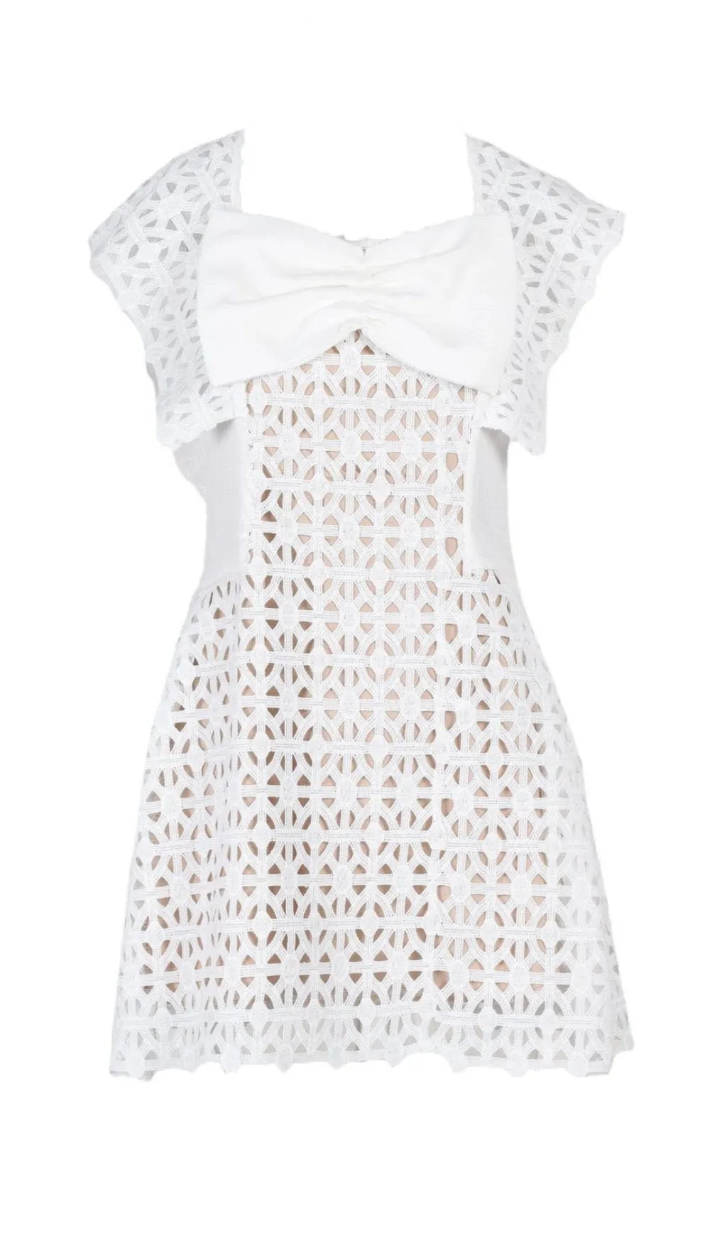 WHITE BOW EMBROIDERED MINI DRESS Gloria Lanvin