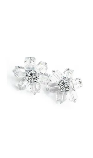 White Crystal 3D flower earrings Gloria Lanvin