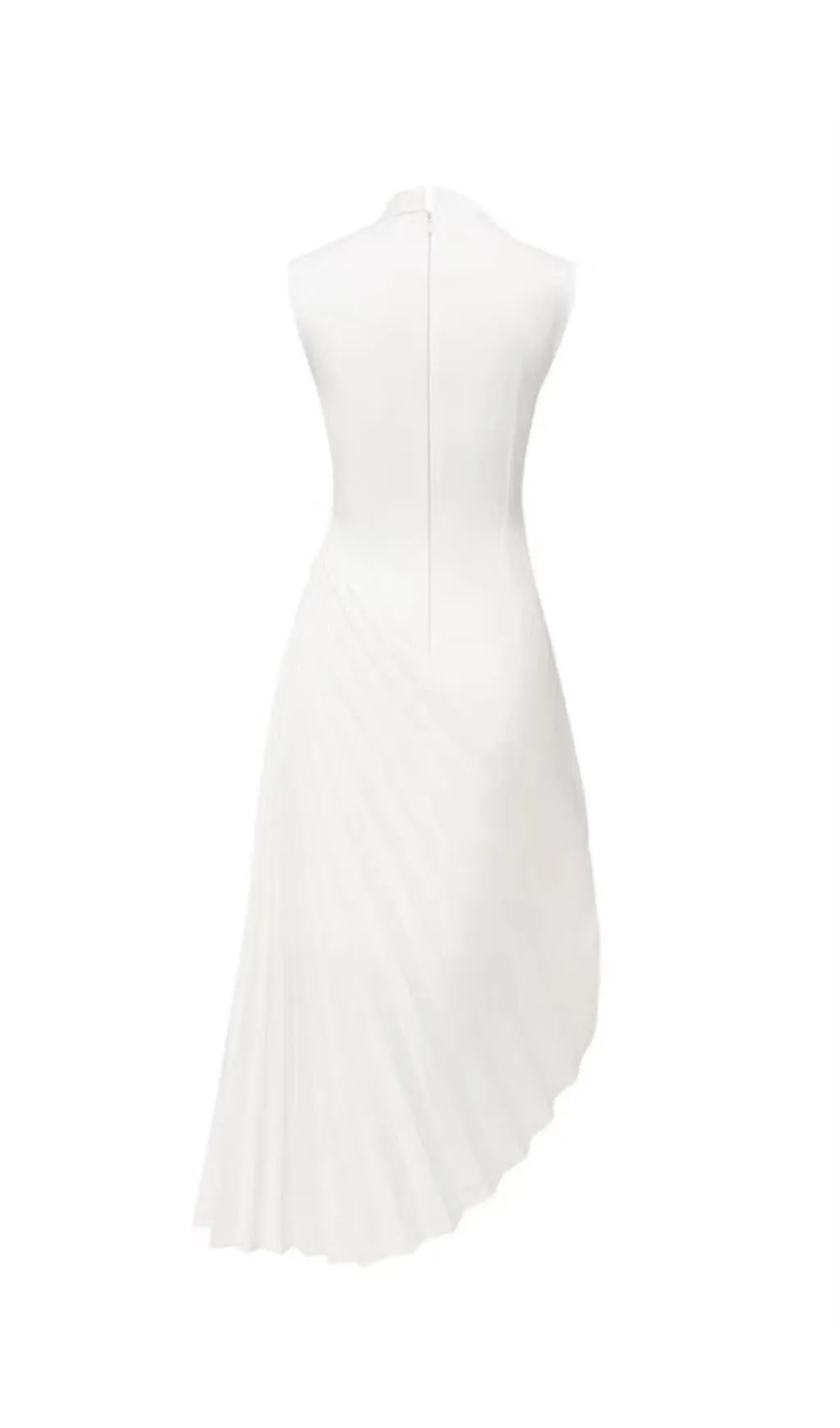 WHITE DIAGONAL PLEATED MIDI DRESS Gloria Lanvin