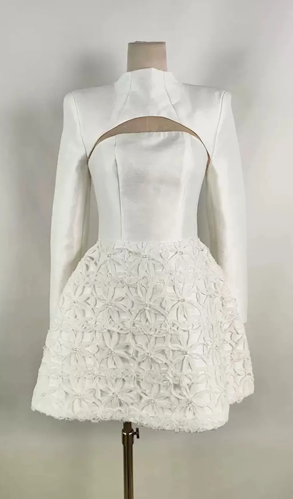 WHITE EMBELLISHED STRAPLESS MINI DRESS Gloria Lanvin