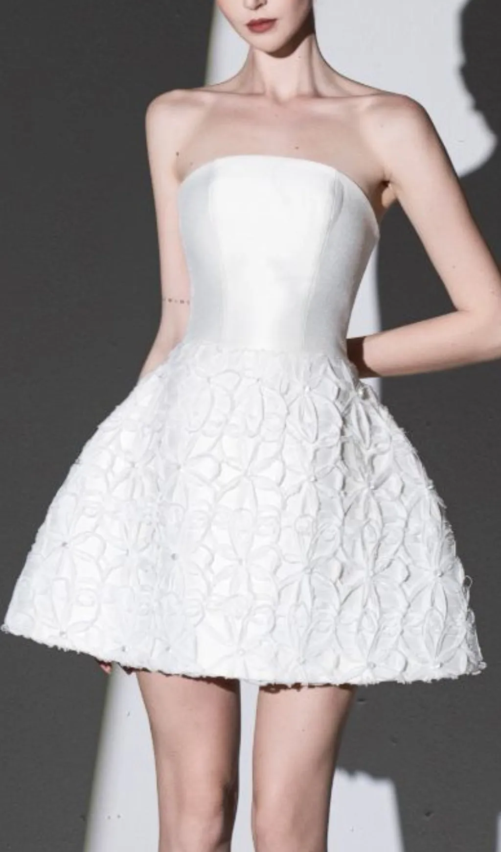 WHITE EMBELLISHED STRAPLESS MINI DRESS Gloria Lanvin