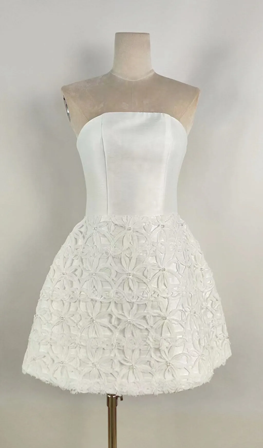 WHITE EMBELLISHED STRAPLESS MINI DRESS Gloria Lanvin