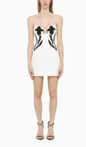 WHITE FLORAL-APPLIQUE MINI DRESS Gloria Lanvin