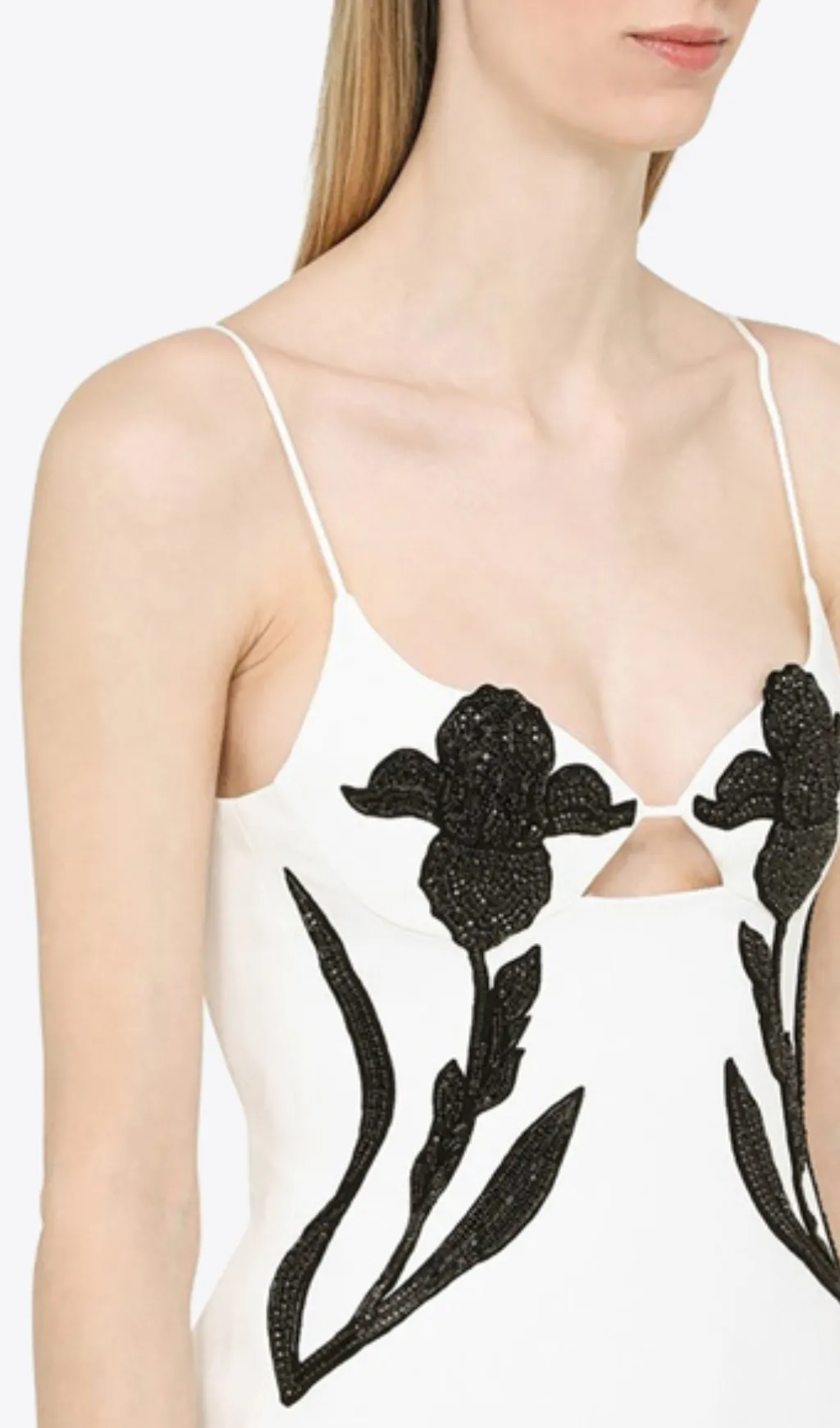 WHITE FLORAL-APPLIQUE MINI DRESS Gloria Lanvin