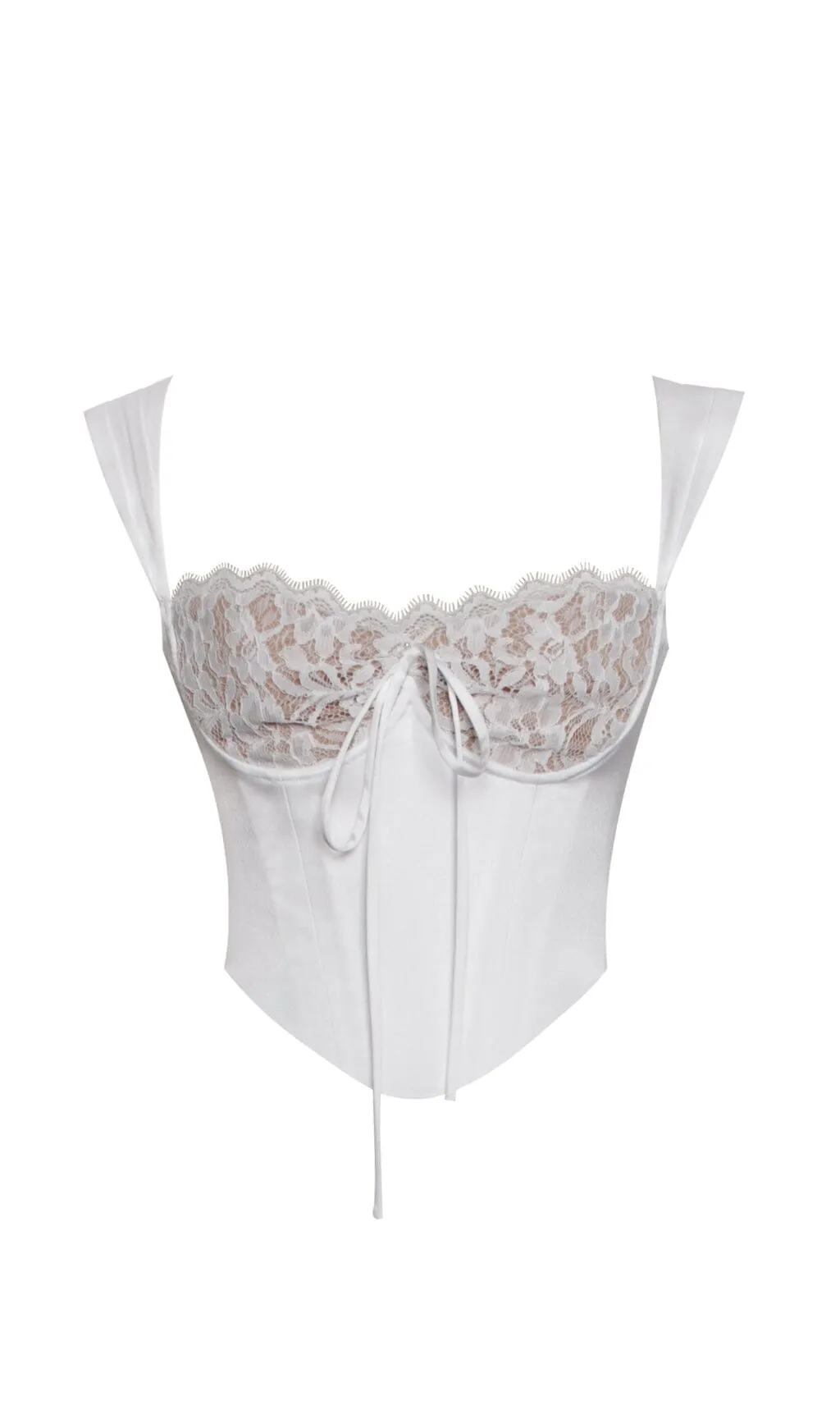 WHITE LACE SATIN CORSET TOP Gloria Lanvin