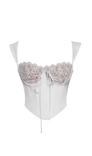 WHITE LACE SATIN CORSET TOP Gloria Lanvin