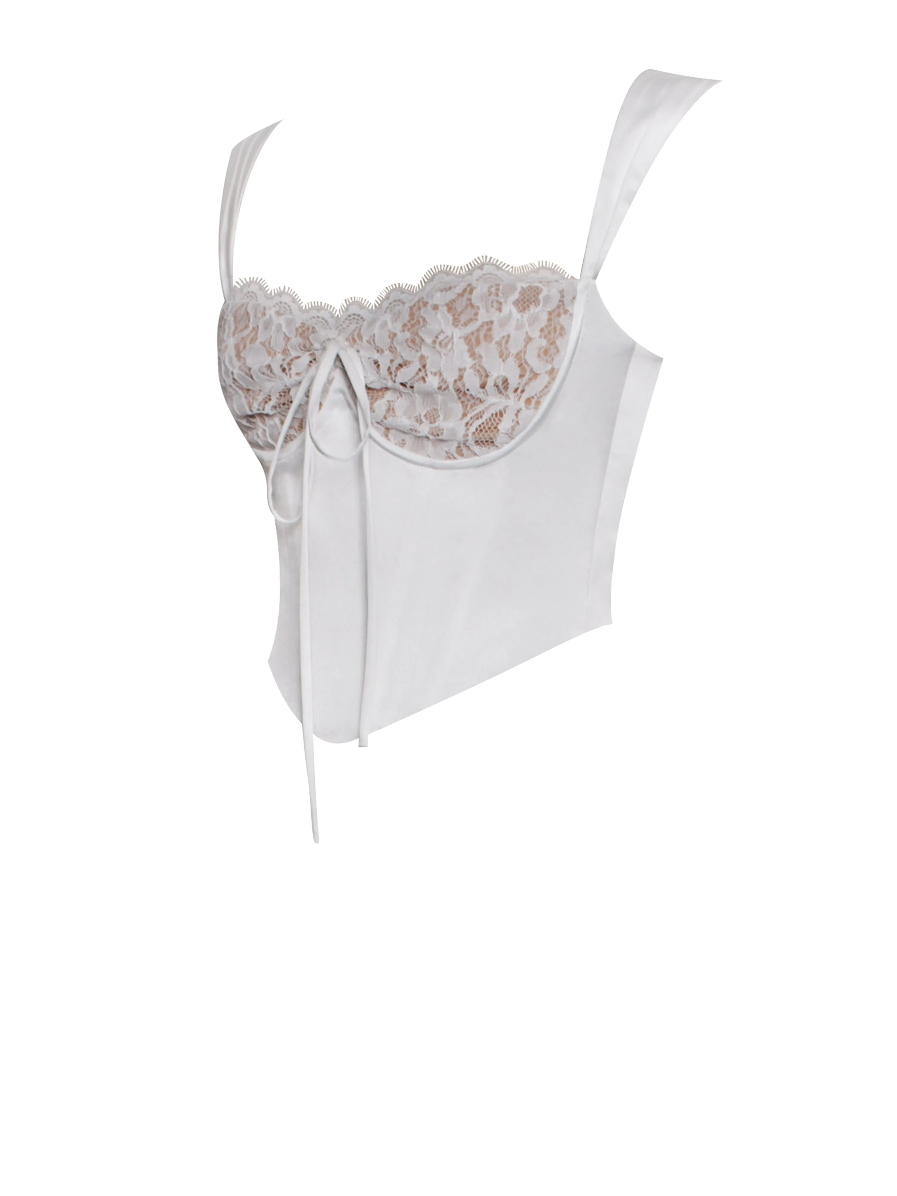 WHITE LACE SATIN CORSET TOP Gloria Lanvin
