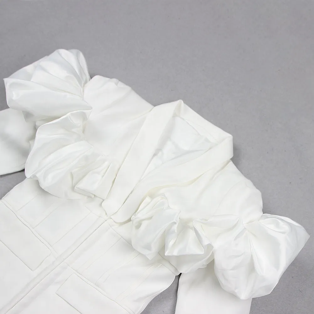 WHITE LONG SLEEVE PUFF DETAIL BLAZER DRESS Gloria Lanvin