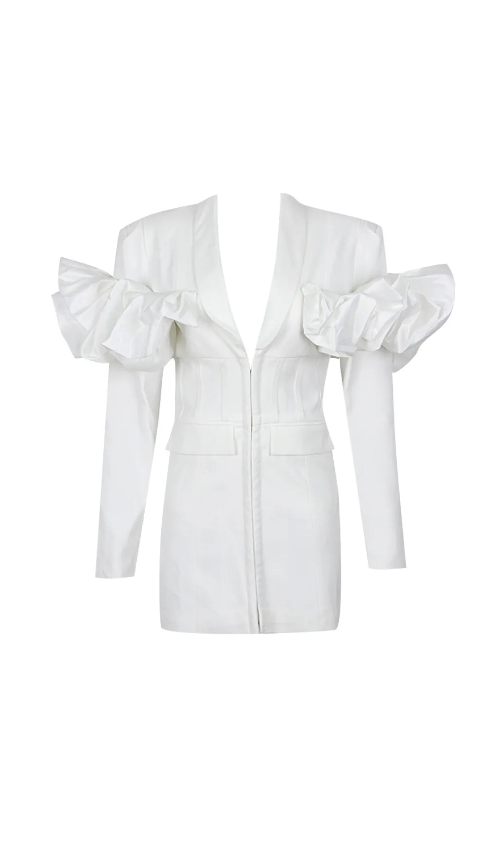 WHITE LONG SLEEVE PUFF DETAIL BLAZER DRESS Gloria Lanvin