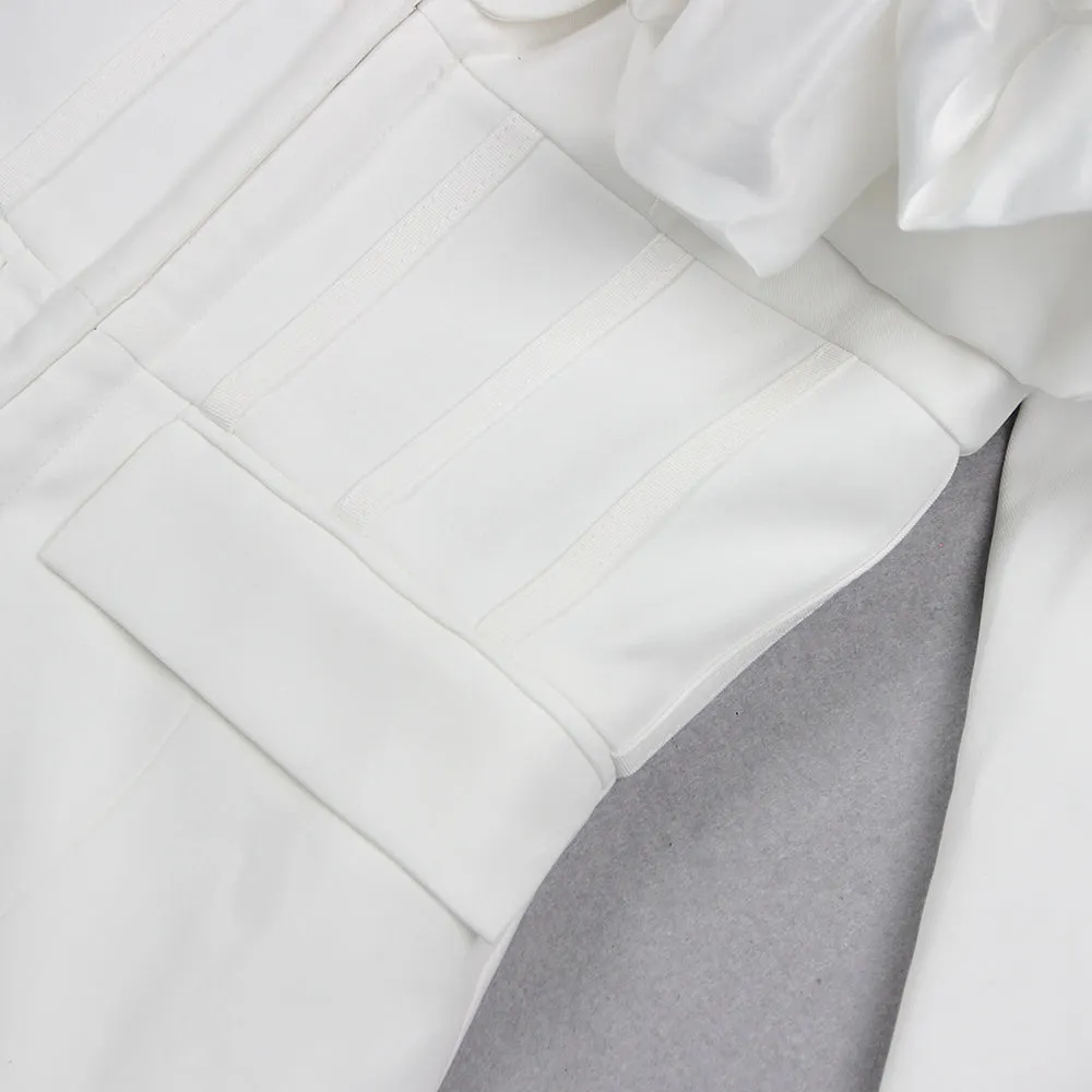 WHITE LONG SLEEVE PUFF DETAIL BLAZER DRESS Gloria Lanvin