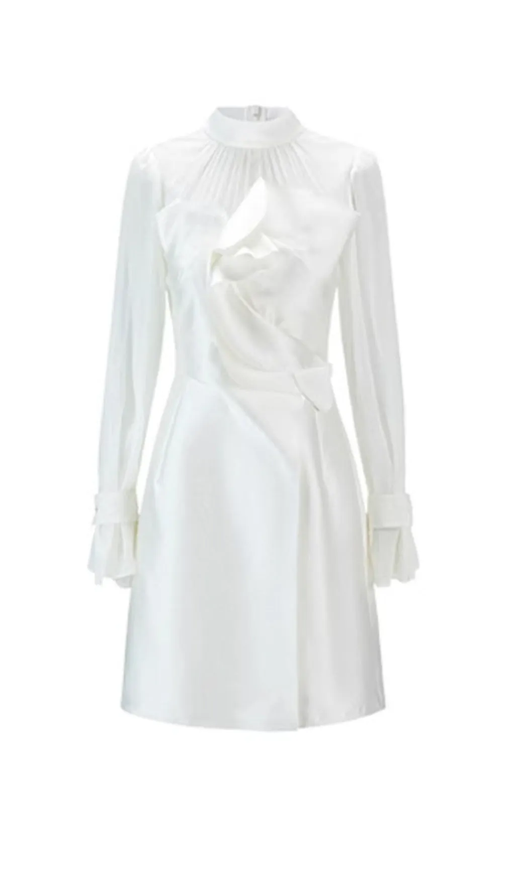 WHITE MESH LONG SLEEVE MINI DRESS Gloria Lanvin