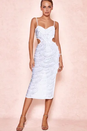 WHITE PEARL CUT-OUT MIDI DRESS Gloria Lanvin