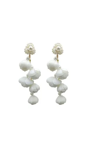 WHITE PEARL FLOWER EARRINGS Gloria Lanvin
