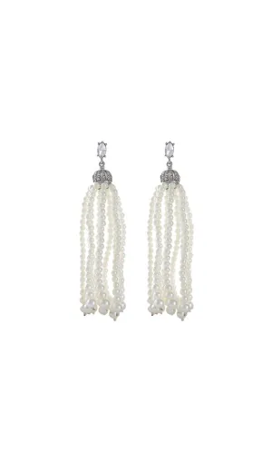 WHITE PEARL TASSEL EARRINGS Gloria Lanvin