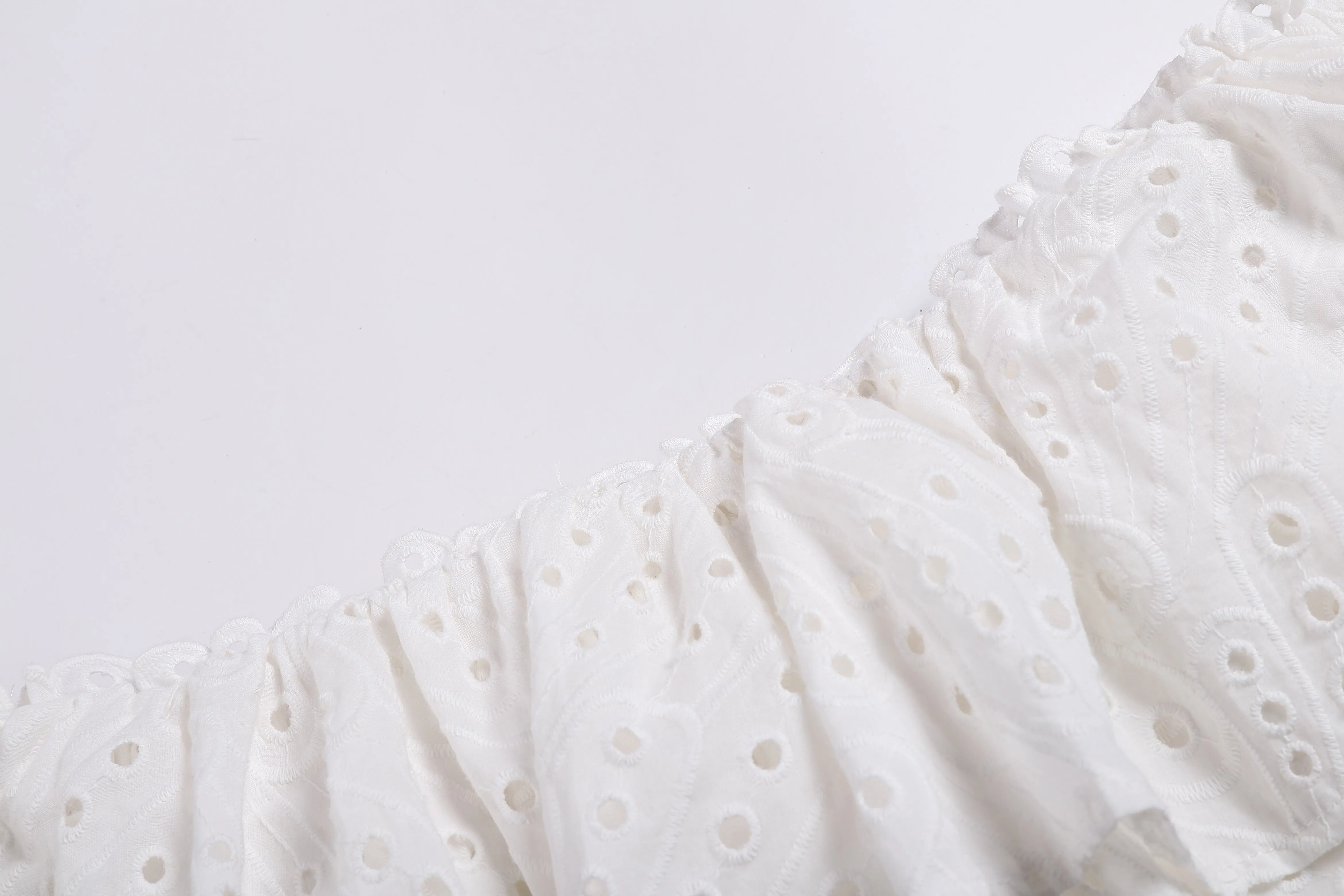 WHITE RUFFLES SKEW COLLAR TOPS & HIGH WAIST MIDI DRESS TWO PIECE SET Gloria Lanvin