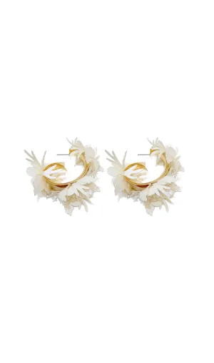 WHITE SEMICIRCLE PETAL EARRINGS Gloria Lanvin