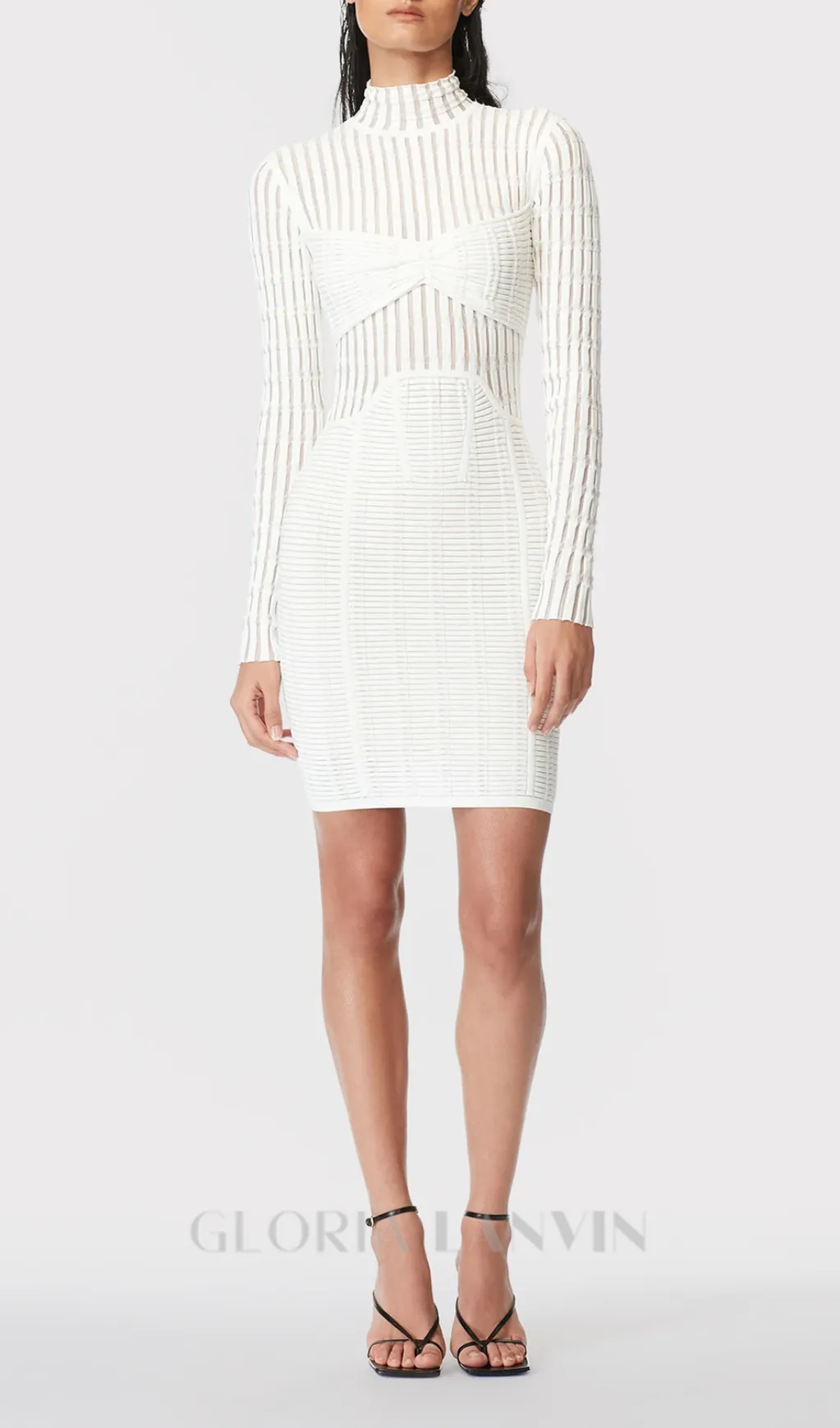 WHITE SHADOW STRIPE MINI DRESS Gloria Lanvin
