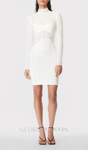 WHITE SHADOW STRIPE MINI DRESS Gloria Lanvin