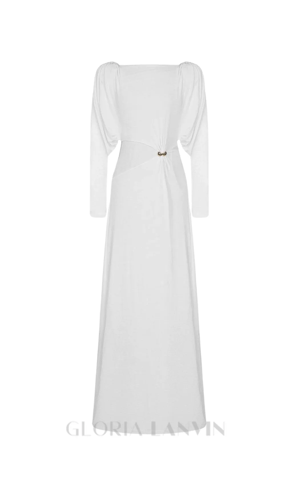 white straight boat neck knitted fabric maxi dress Gloria Lanvin