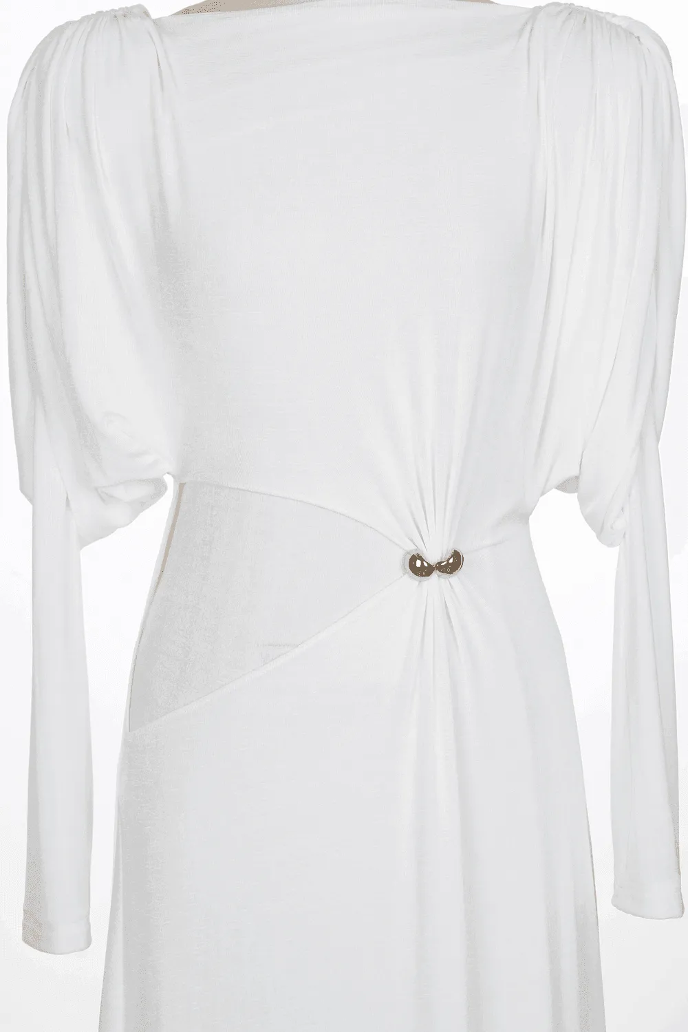 white straight boat neck knitted fabric maxi dress Gloria Lanvin