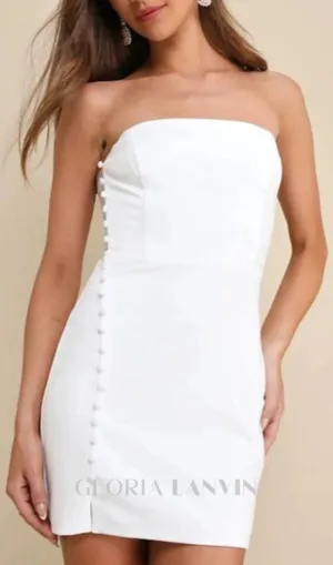 White Strapless Bodycon Mini Dress Gloria Lanvin