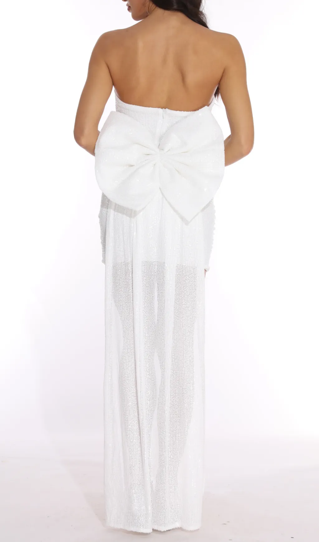 WHITE STRAPLESS BOW MINI DRESS Gloria Lanvin