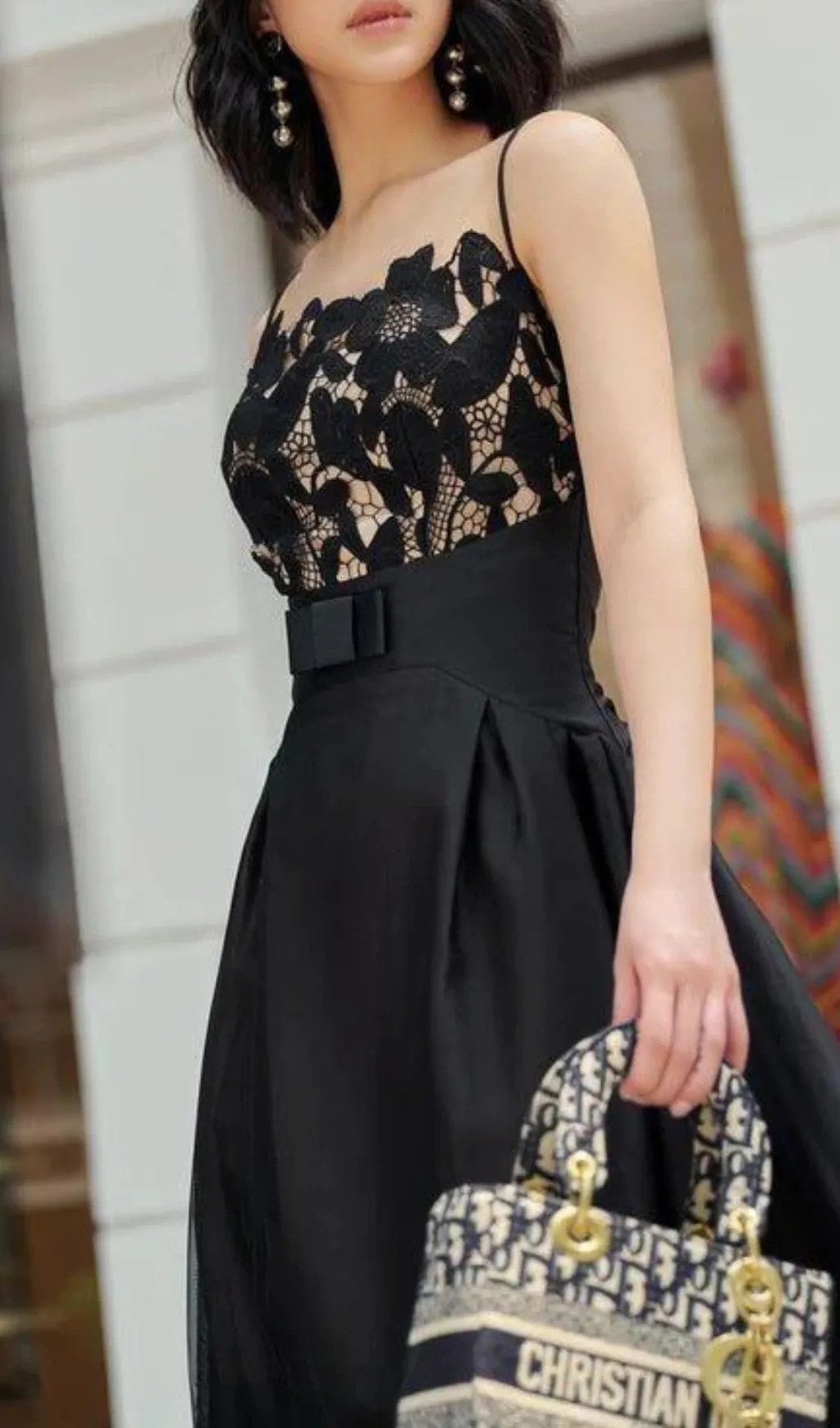 WHITE TULE LACE CAMISOLE MIDI DRESS Gloria Lanvin