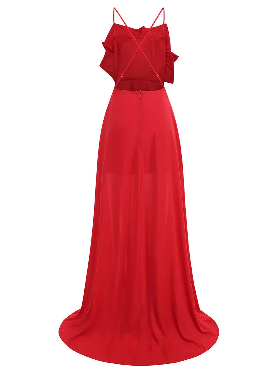 winifred 3d flower strap maxi dress in red Gloria Lanvin