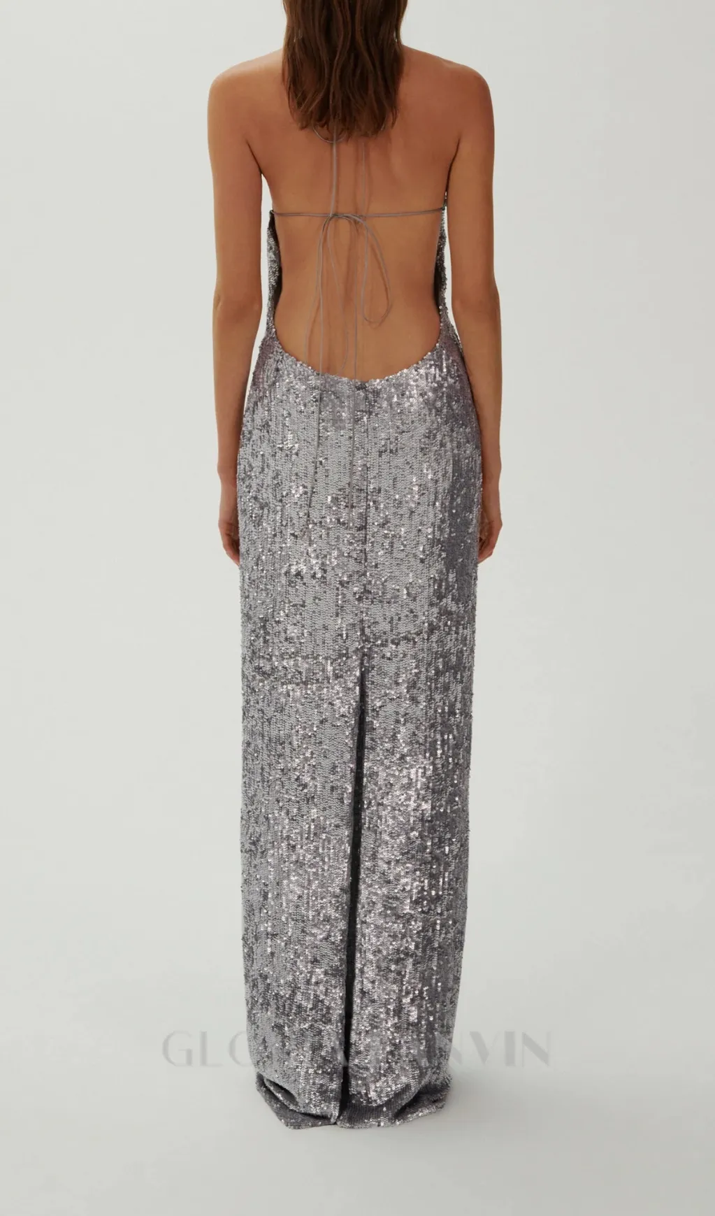 WINIFRED FLORAL-APPLIQU SEQUIN MAXI DRESS SILVER Gloria Lanvin