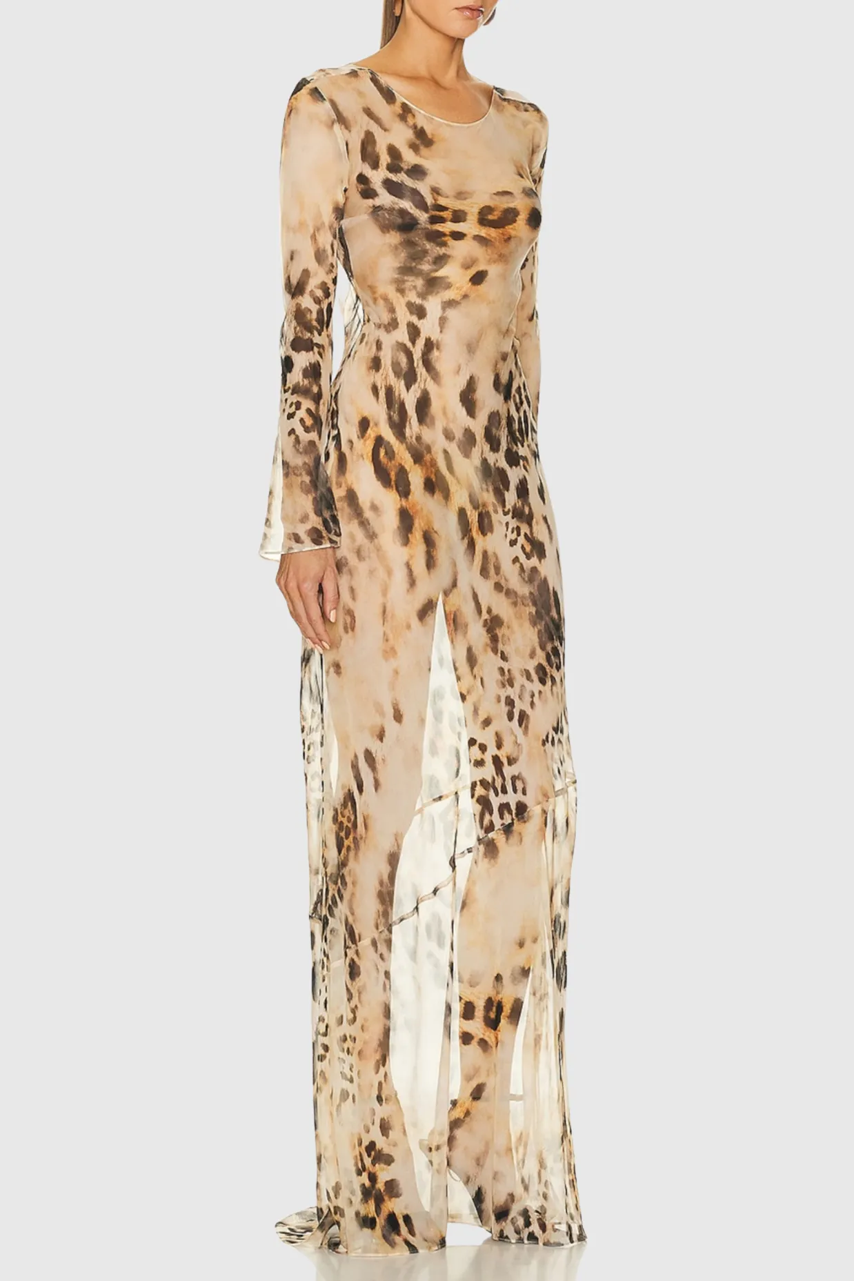 winni Leopard Backless Silk Maxi Dress Gloria Lanvin