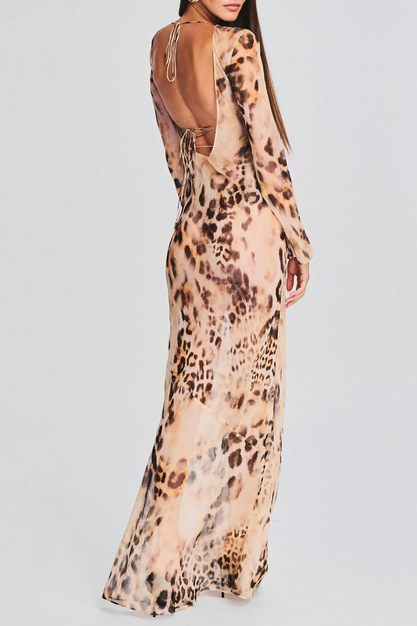 winni Leopard Backless Silk Maxi Dress Gloria Lanvin
