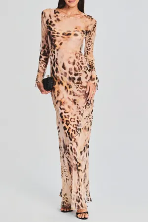 winni Leopard Backless Silk Maxi Dress Gloria Lanvin