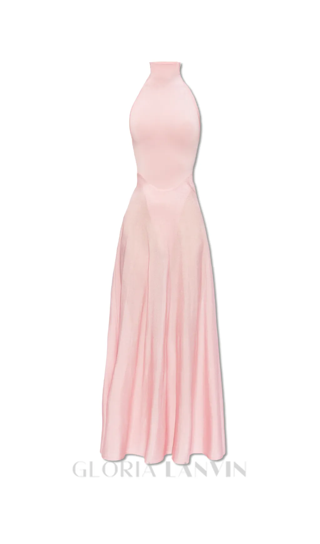WINNI PINK TURTLENECK SLEEVELESS BACKLESS MAXI DRESS Gloria Lanvin