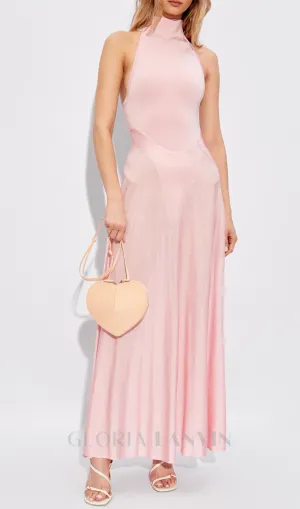 WINNI PINK TURTLENECK SLEEVELESS BACKLESS MAXI DRESS Gloria Lanvin