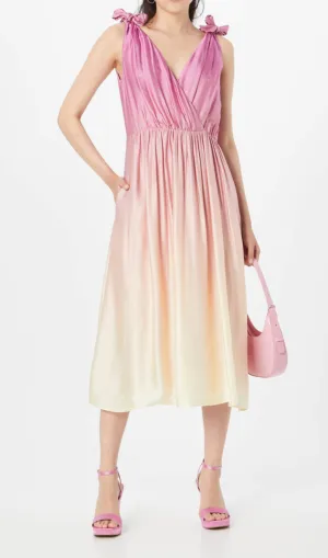 Wrap-over midi dress in pastel yellow without belt Gloria Lanvin