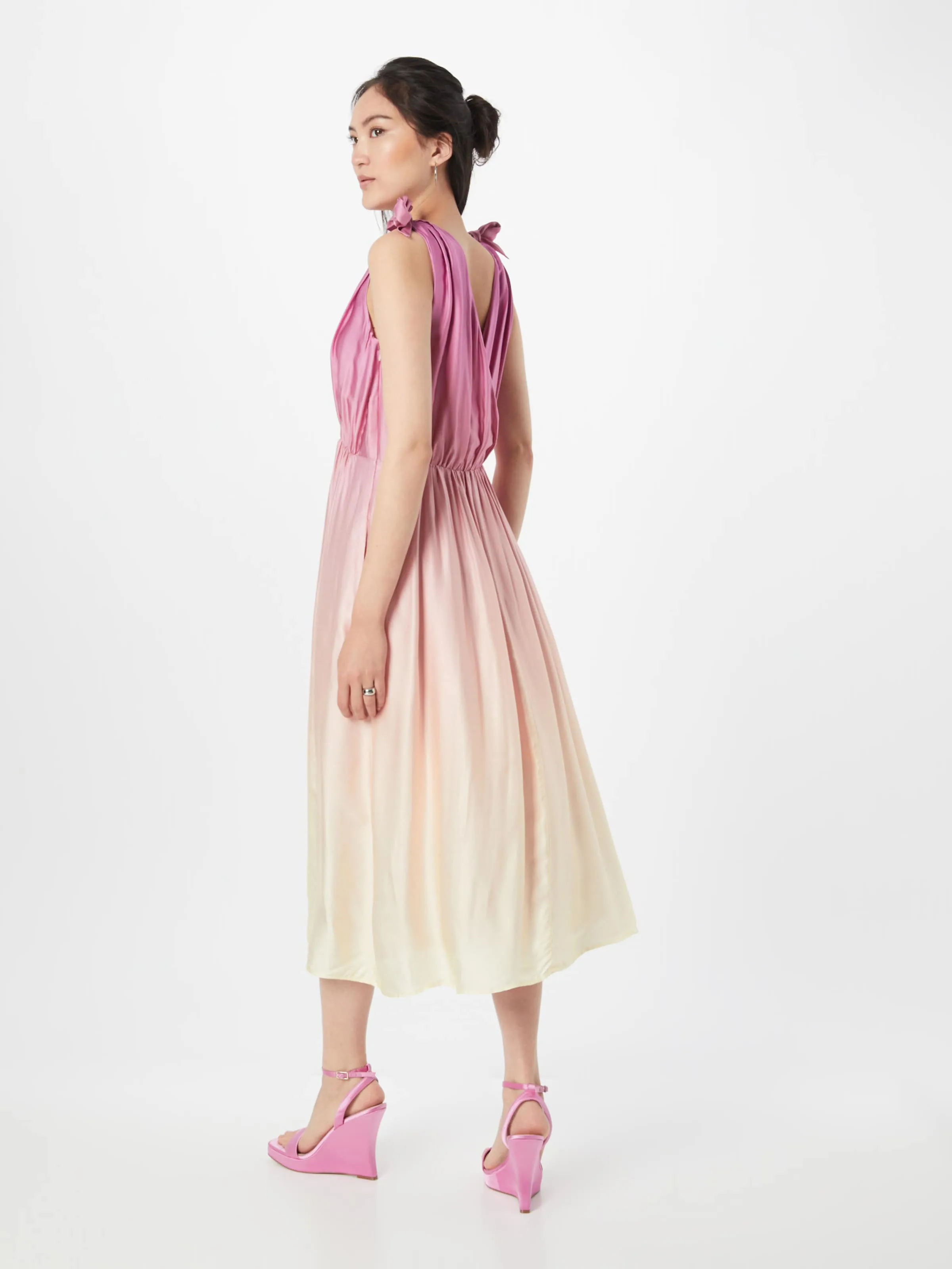 Wrap-over midi dress in pastel yellow without belt Gloria Lanvin