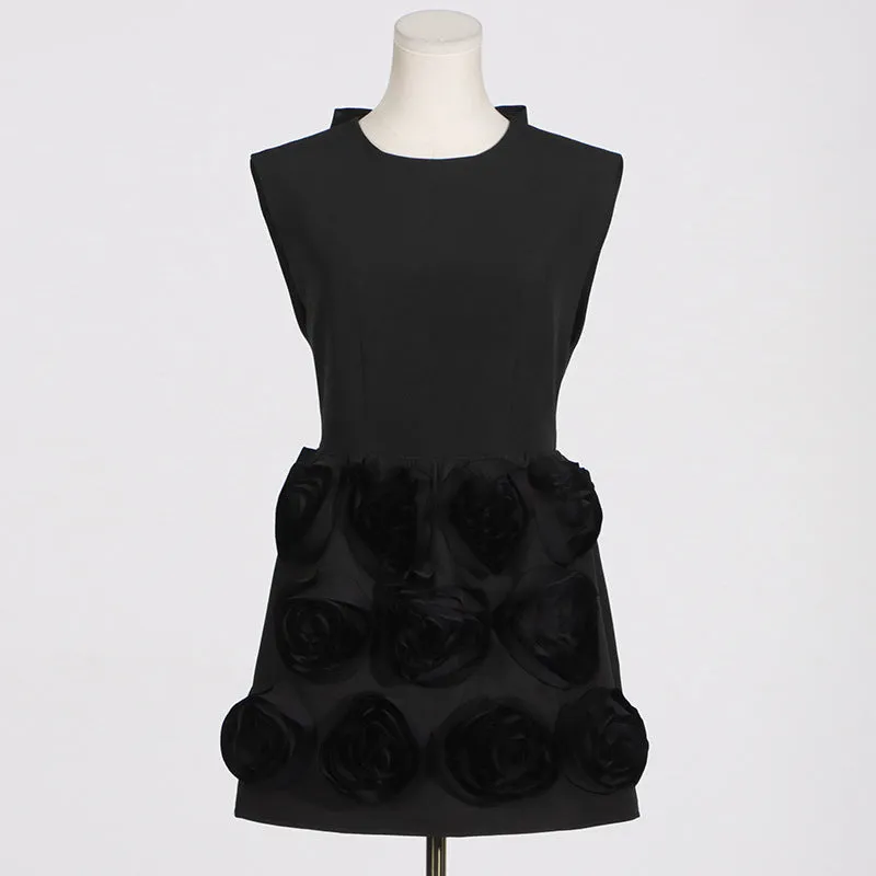 xaviera rose applique mini dress in black Gloria Lanvin