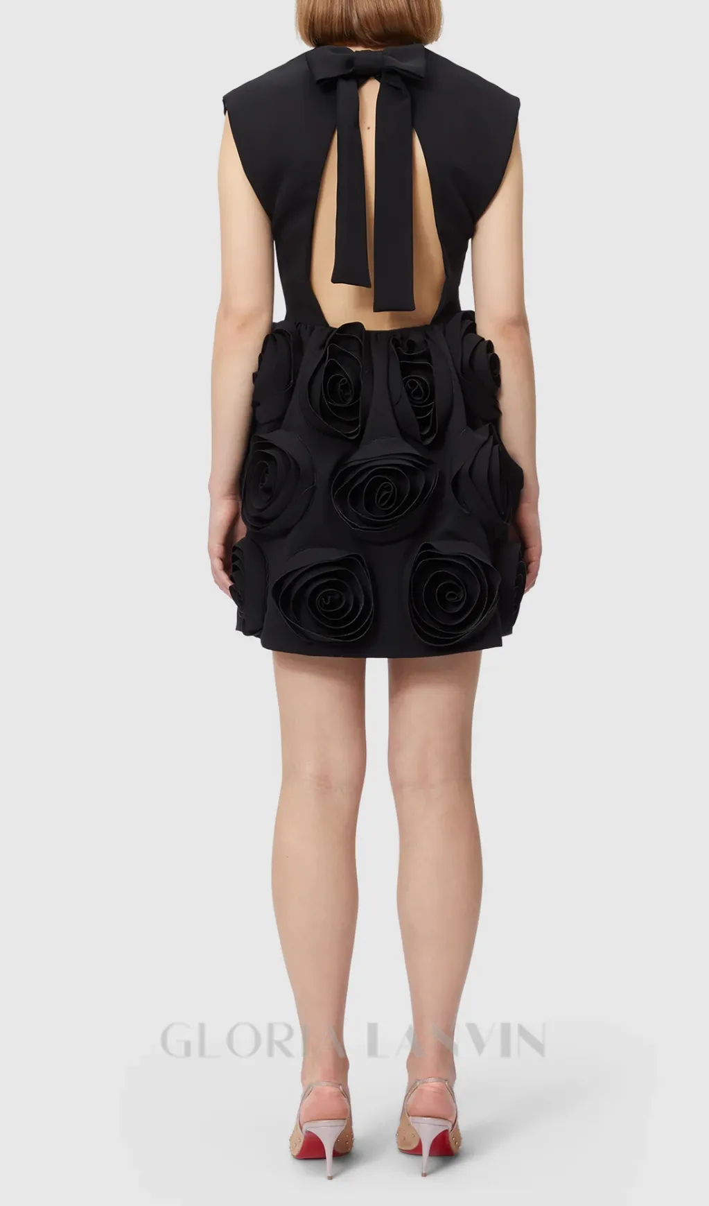 xaviera rose applique mini dress in black Gloria Lanvin