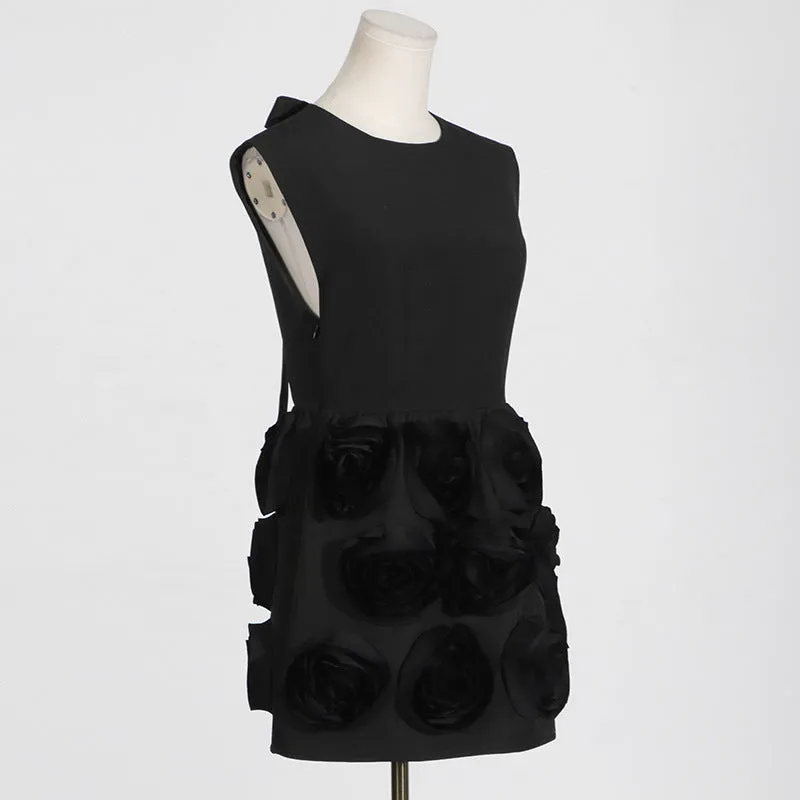 xaviera rose applique mini dress in black Gloria Lanvin