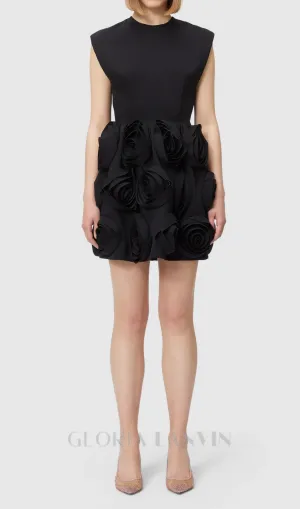 xaviera rose applique mini dress in black Gloria Lanvin