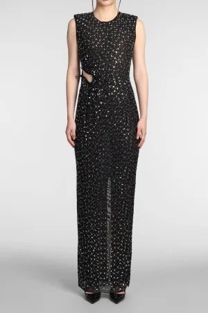 xaviera Square Rhinestone maxi Dress in black Gloria Lanvin