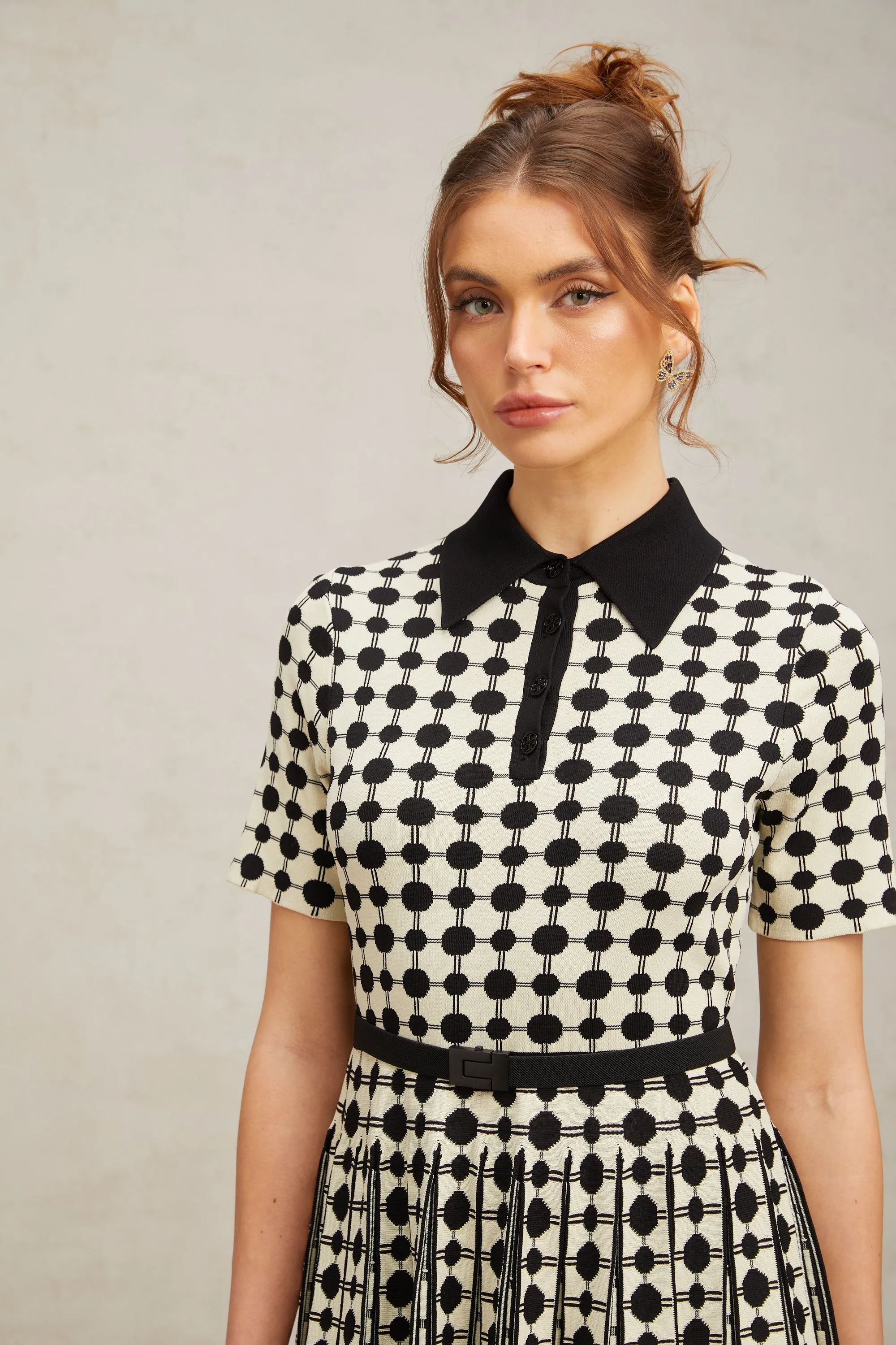 Xavire color-blocked polka-dot knit midi dress Gloria Lanvin