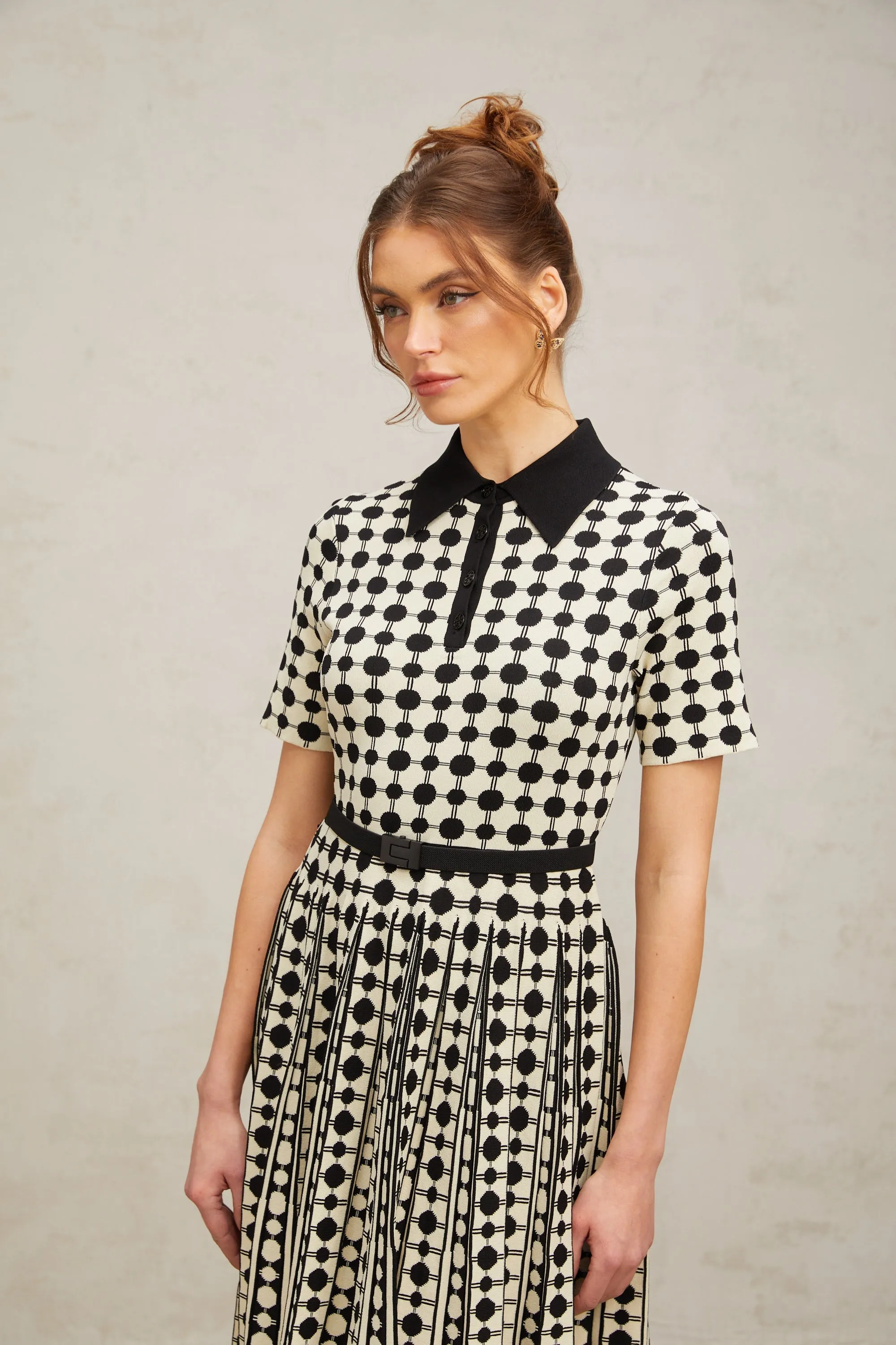 Xavire color-blocked polka-dot knit midi dress Gloria Lanvin